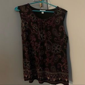 Croft and Barrow size Large tank. Dressy. Nylon layer of black under tank.